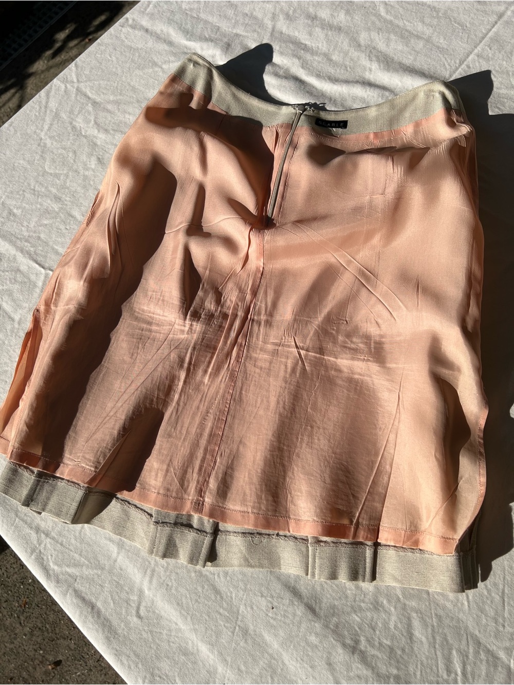 Vintage Searle Champagne Silk/Linen Look Pleated Skirt Minimalist - Picture 6 of 10